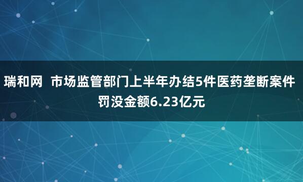 瑞和网  市场监管部门上半年办结5件医药垄断案件 罚没金额6.23亿元